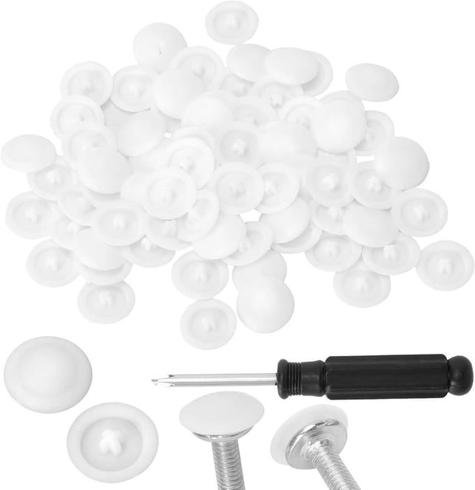 Set van 200 witte schroefdeksels van 12 mm voor meubels, planken en deuren met 4 mm schroevendraaier