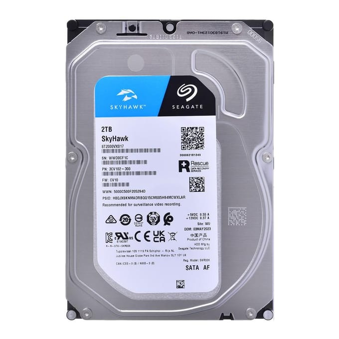 Seagate SkyHawk - Interne Harde Schijf - 2TB - CCTV - 24/7 Betrouwbaarheid