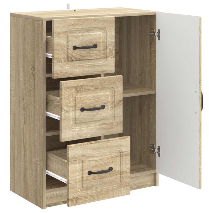 vidaXL - Dressoir - met - lade - Sonoma - Eiken - 66 - x - 34,5 - x - 87 - cm - Bewerkt - hout