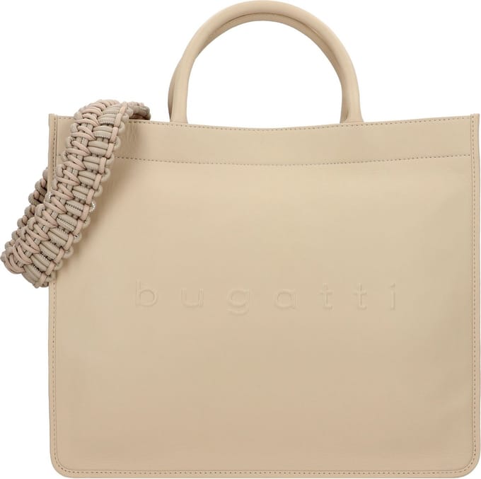 bugatti Leren Schoudertas Shopper met laptopvak Daphne Tote Bag Beige