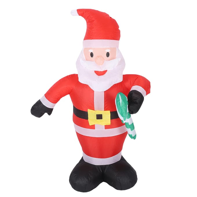 3.9FT Opblaasbare Kerstman met Zuurstok Waterdicht 190T Polyester LED Verlichte Opblaasbare Kerst Tuindecoratie voor red