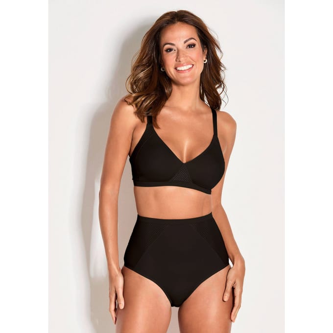 Minimizer-beha met jacquard inzetten - zwart - Gr. 75 E van Goldner Fashion
