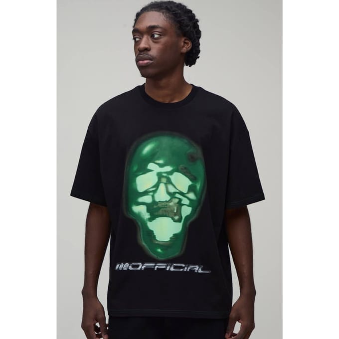 Afterlight Skelet Bedrukt T-shirt Met Korte Mouwen | Black | Size Small
