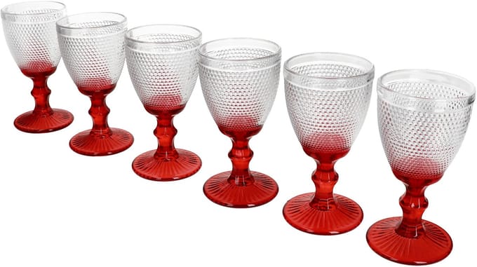 6-delig set RUBIN witte wijnglazen rood van glas – 77098