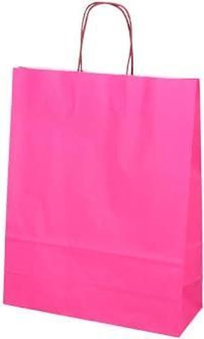Roze draagtas kraft 32x12x41 200 stuks