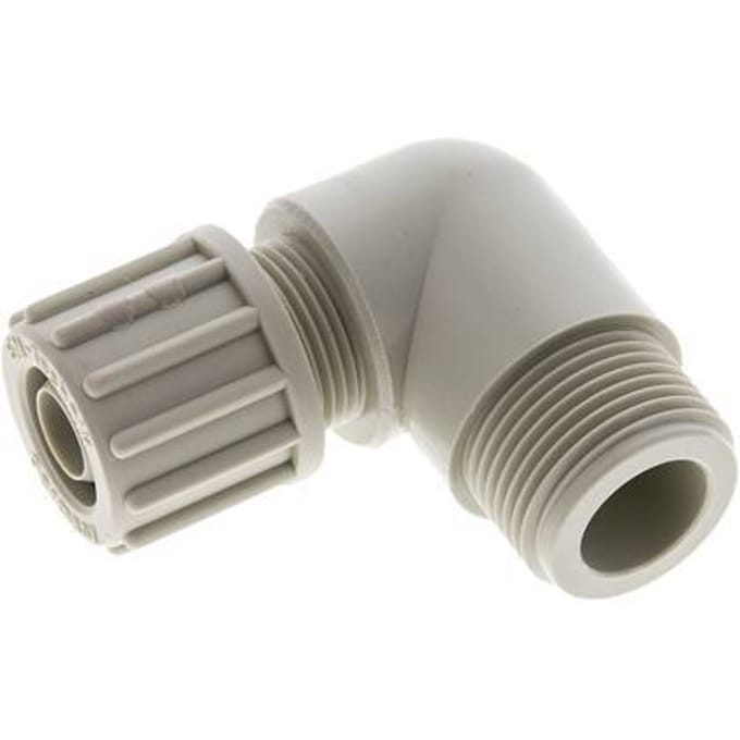 16x10mm & G3/4'' PP L-Vorm Knelfitting Buitendraad 10bar Kunststof en Polyamide