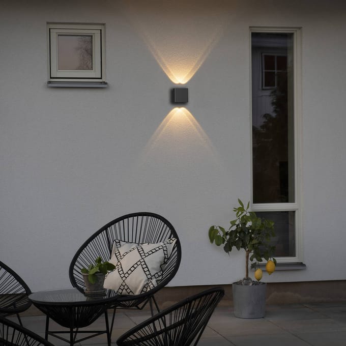 Konstsmide Chieri 2x2 7891-370 Buitenlamp (wand), Wandlamp Energielabel: F (A - G) LED 4 W Antraciet (mat)
