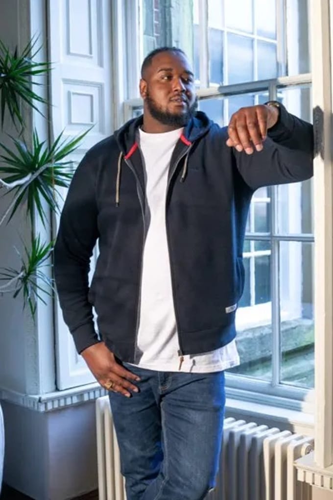 D555 Irvin Jacquard Hoody Vest Blauw Big Size 3XL