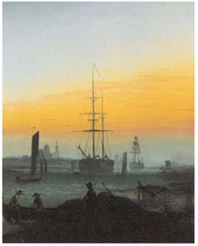 Kunstdruk Caspar David Friedrich - Der Greifswalder Hafen 70x90cm