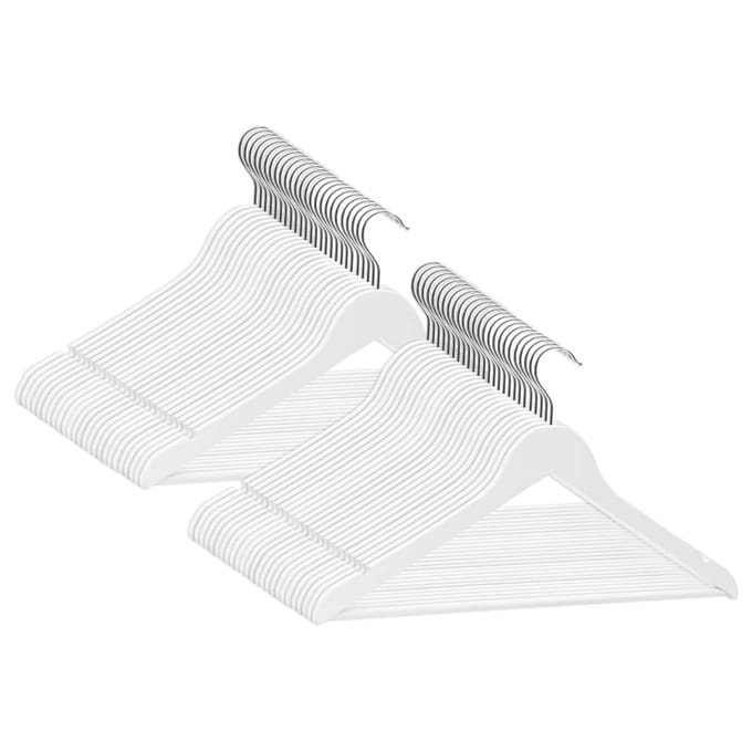 vidaXL - 50-delige - Kledinghangerset - anti-slip - hardhout - wit