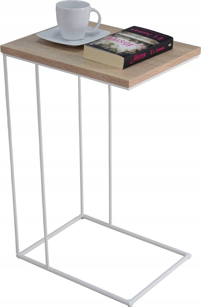 FutuStal Serie - Bijzettafel - Minimalistisch Ontwerp - Metaal/Draad - Blad Dąb Sonoma