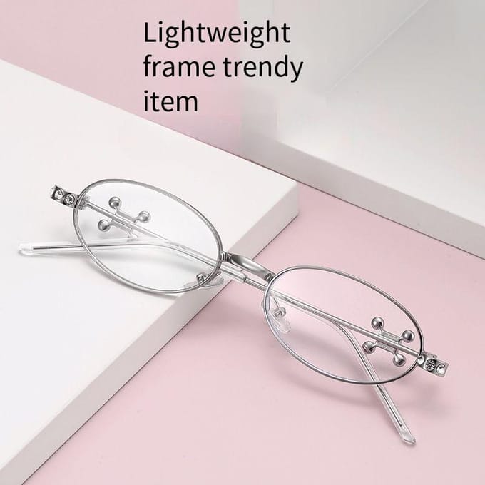 Nieuw Mode Diamant Versierde Dames Drukknop Brilmontuur Ruit Multi-hoek Metaal Versierd Straatstijl white
