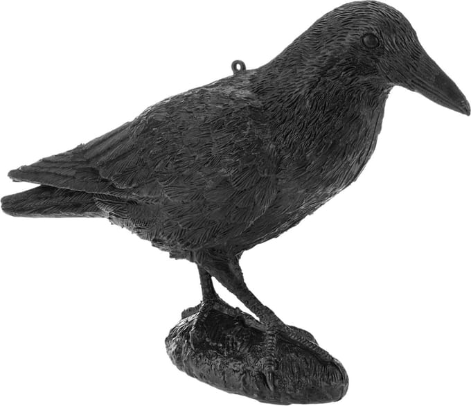 PrimeMatik - Vogelverschrikker beeldtype kraai staand 16 x 50 cm