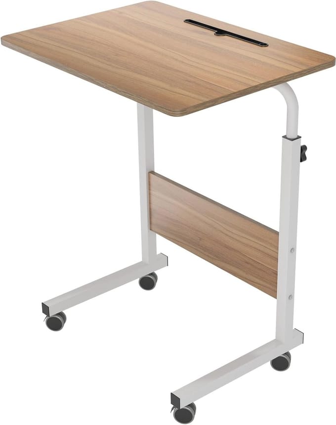 Verstelbare Laptoptafel met Wielen - Ruimtebesparende Laptoptafel voor Bed en Sofa