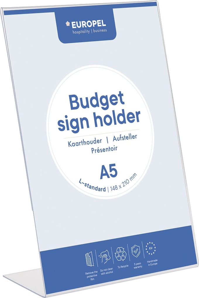 Kaarthouder Europel - Budget L-standaard - A5 - 14,8 x 21 cm - Transparant