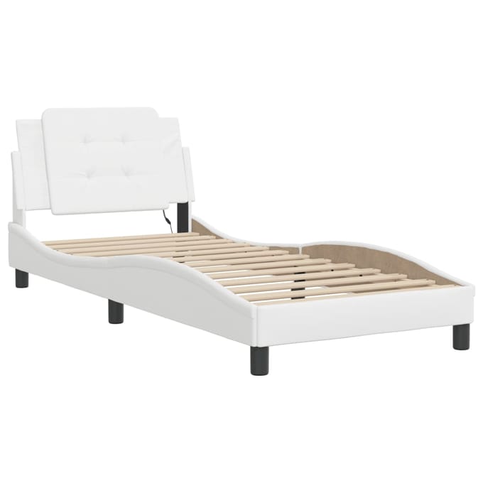 vidaXL - Bedframe - met - LED - zonder - matras - "Zadar" - wit - 100x200 - cm