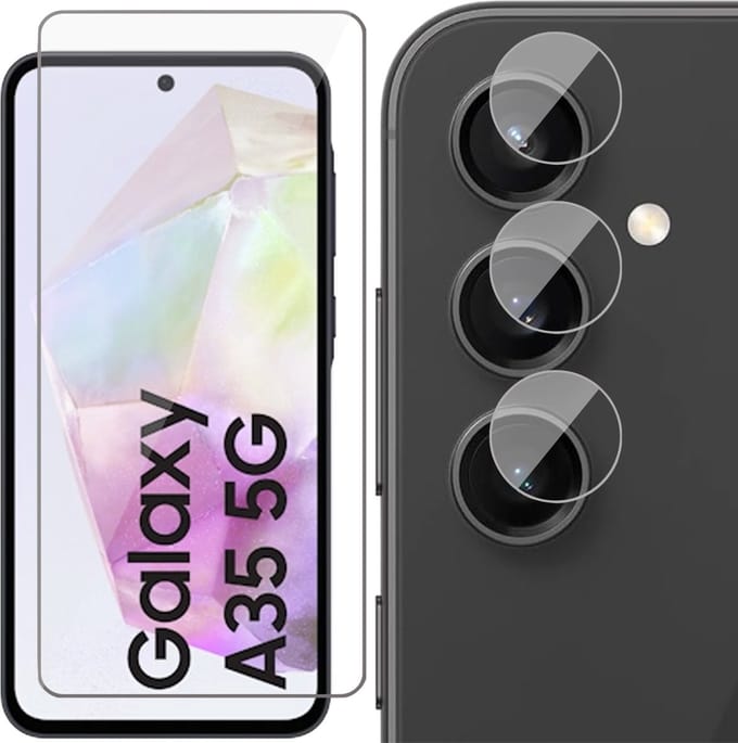 Screenprotector & Camera geschikt voor Samsung Galaxy A35 - Glas