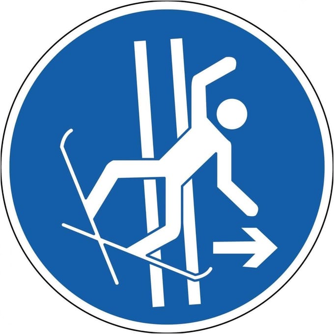 Sleepspoor bij val verlaten sticker - ISO 7010 - M035 300 mm
