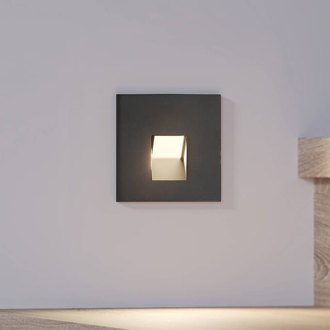 Arcchio LED inbouwlamp Vexi, 7,5 cm x 7,5 cm, zwart, CCT