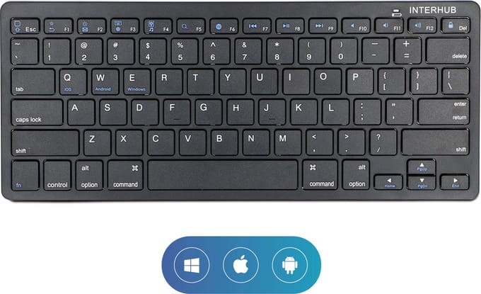 Draadloos Bluetooth Toetsenbord - Wireless Keyboard - Ergonomisch Design met stille toetsen - Zwart - Premium Kwaliteit