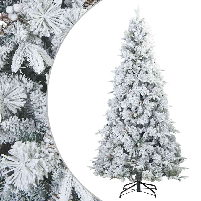 vidaXL - Kunstkerstboom - met - Scharnier - en - Sneeuw - Vilt - Wit - 210 - cm