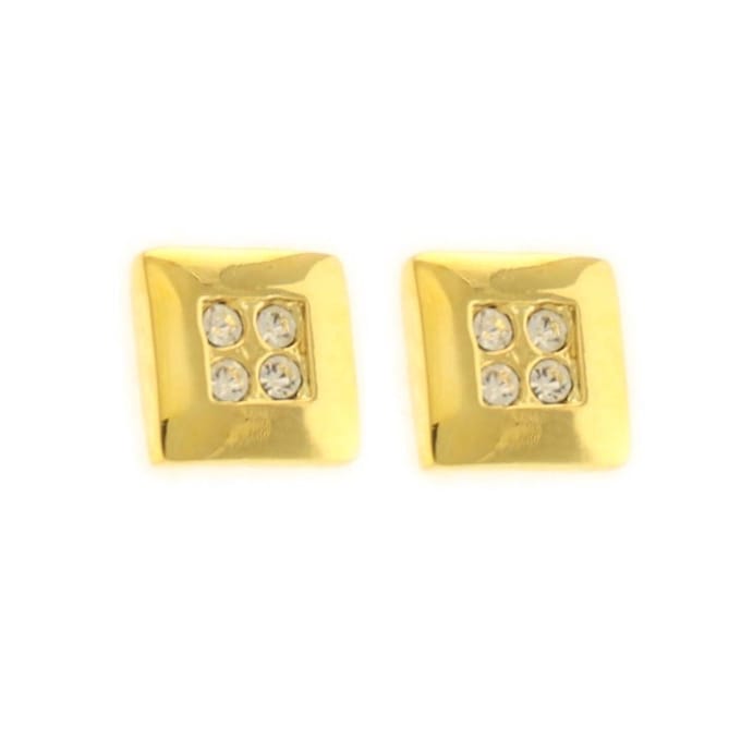 Behave - Oorknoppen vierkant goudkleur elegant met steentjes - 1 cm