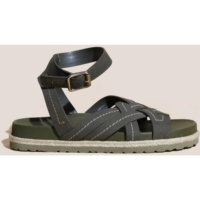 White Stuff Weave Footbed Sandal Khaki Green Maat: 4 | Sandalen Outlet | Dames | Bruin
