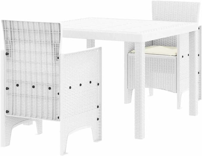 Tuintafelset Polypropyleen - Eettafel met stoelen - Buiten dineren - Gestructureerd oppervlak - 100 x 100 cm - Wit
