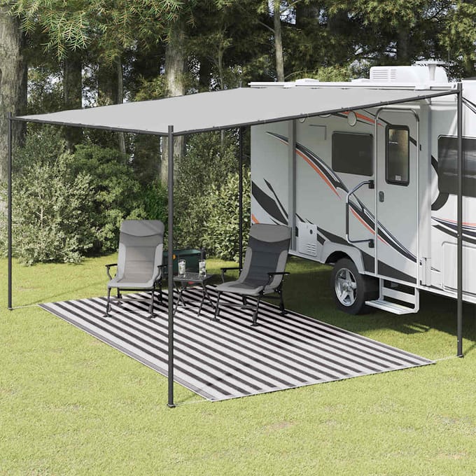 vidaXL - Tenttapijt - 250x450 - cm - antracietkleurig - en - wit
