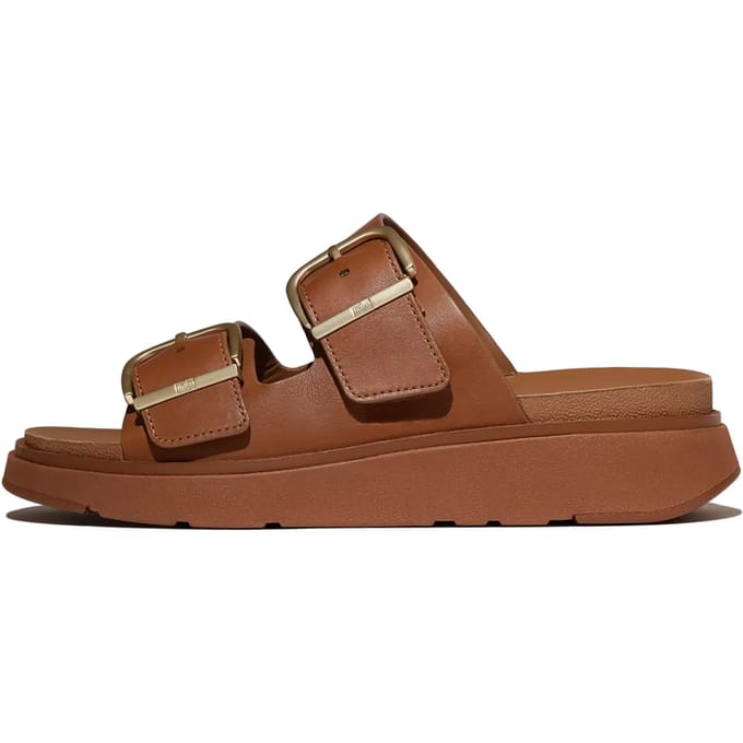 FitFlop Gen-FF Buckle Two-Bar Leather Slides BRUIN - Maat 41