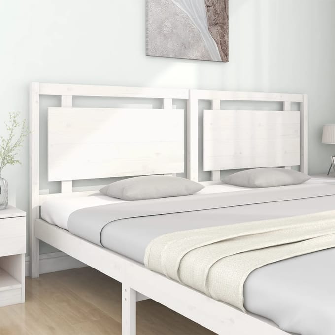 vidaXL - Hoofdbord - 205,5x4x100 - cm - massief - grenenhout - wit