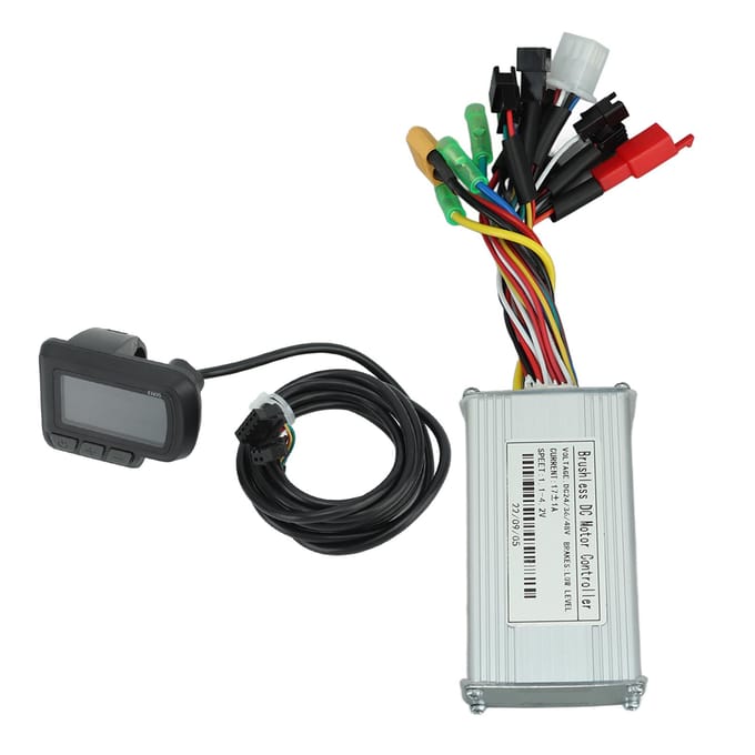 Contrôleur de Moteur de Vélo Électrique Onde Sinusoïdale 24V 36V 48V 250W‑350W 17A avec Kit Compteur LCD EN06 black