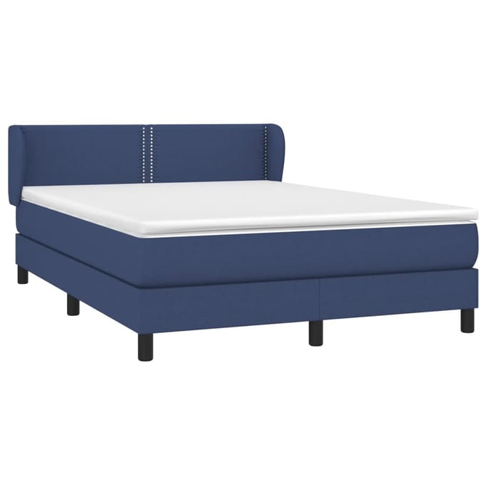 vidaXL - Boxspring - met - matras - stof - blauw - 140x190 - cm