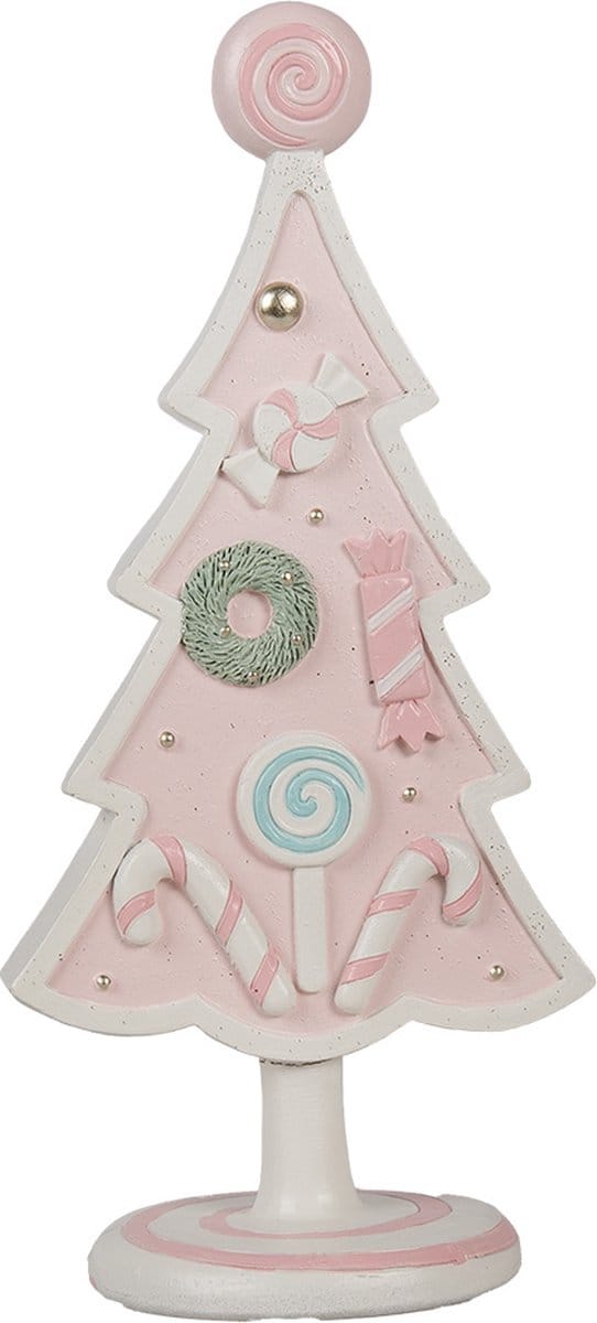 Clayre & Eef Kerstdecoratie Kerstboom 25 cm Roze Polyresin
