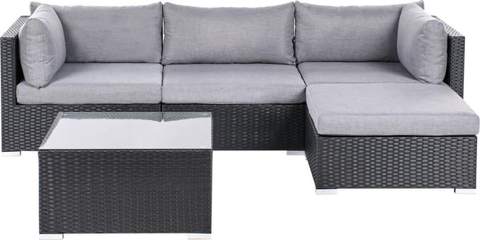 SANO - Loungeset voor 4 - Zwart - Linkszijdig - PE rotan
