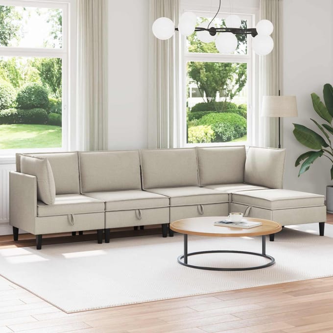 vidaXL - Woonkamer - Meubelset - 5 - st - Havermout - Stof