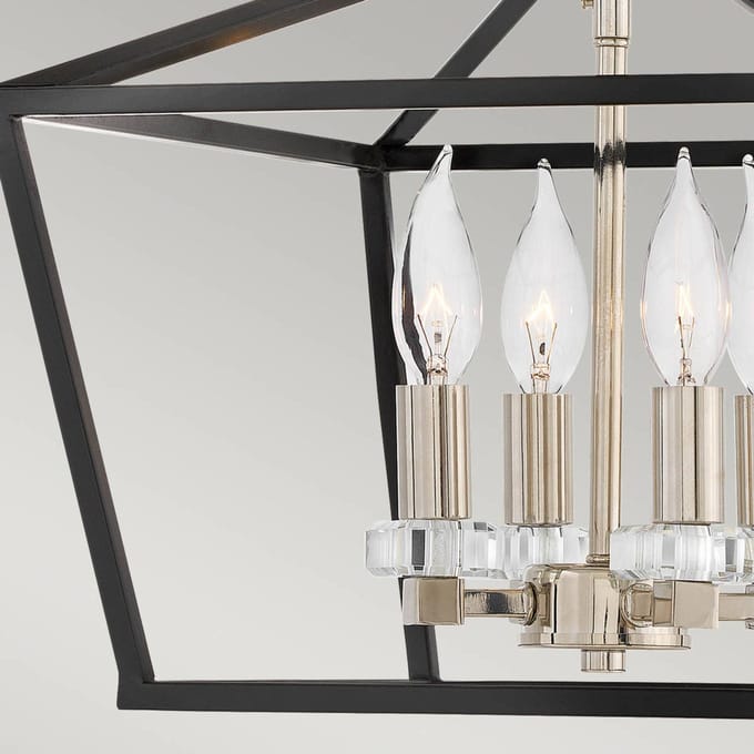 Hinkley LED Hanglamp Stinson | 4X E14 Max 60W | Dimbaar | Black with Polished Nickel