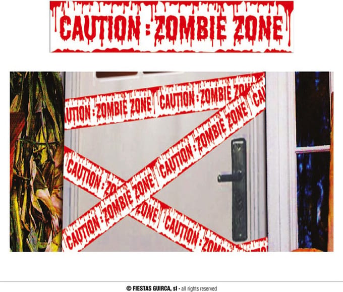 Fiestas Guirca - Markeerlint CAUTION (6 meter) - Halloween - Halloween Decoratie - Halloween Versiering