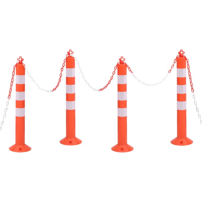 vidaXL - Verkeerspalen - met - ketting - 4 - st - 75 - cm - PE