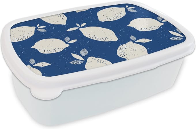 Broodtrommel Wit - Lunchbox - Brooddoos - Design - Citroen - Fruit - 18x12x6 cm - Volwassenen