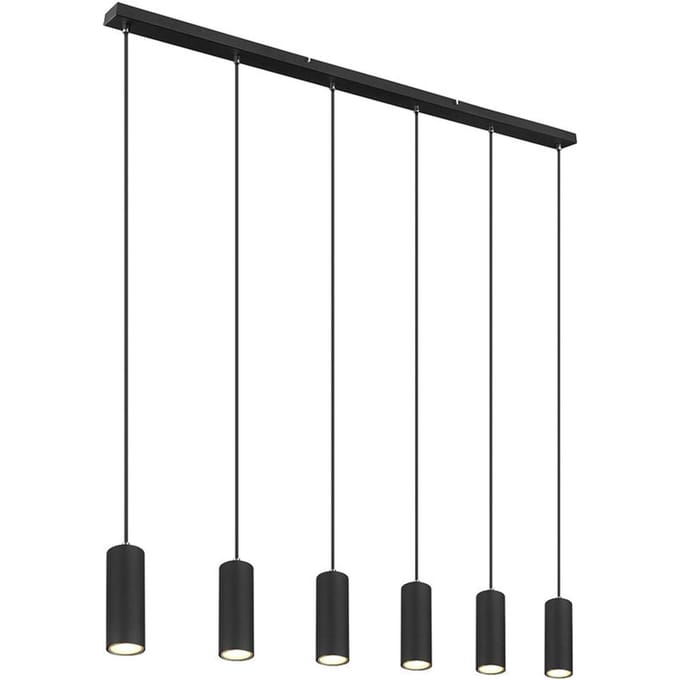 Globo - hanglamp - Robby - zwart - metaal - grote eettafellamp - GU10 - 57911-6HB