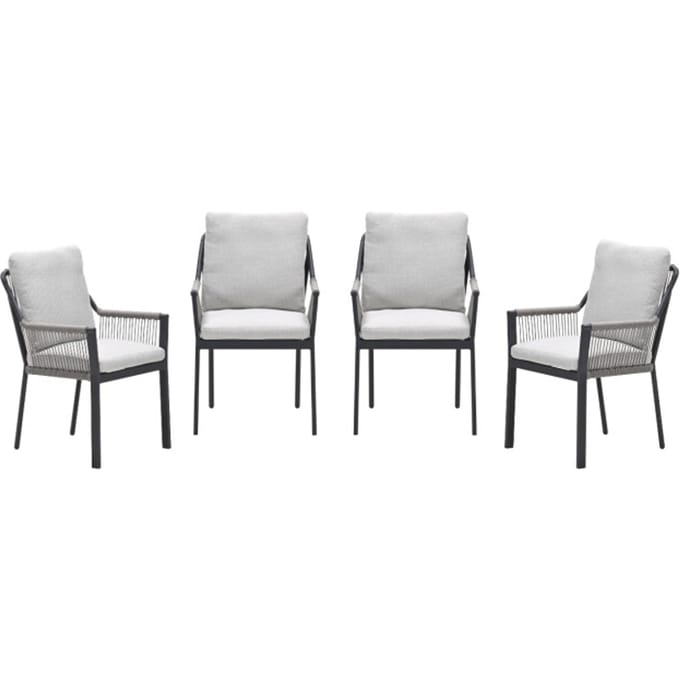 Garden Impressions Raxa tuinstoelen set van 4 – carbon black / rope taupe