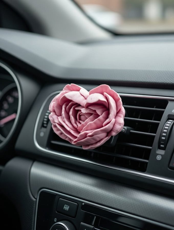 Autoverfrisser pioenroos roze - Passieve auto aroma diffuser etherische oliën - Cadeau aromatherapie - Autoparfum