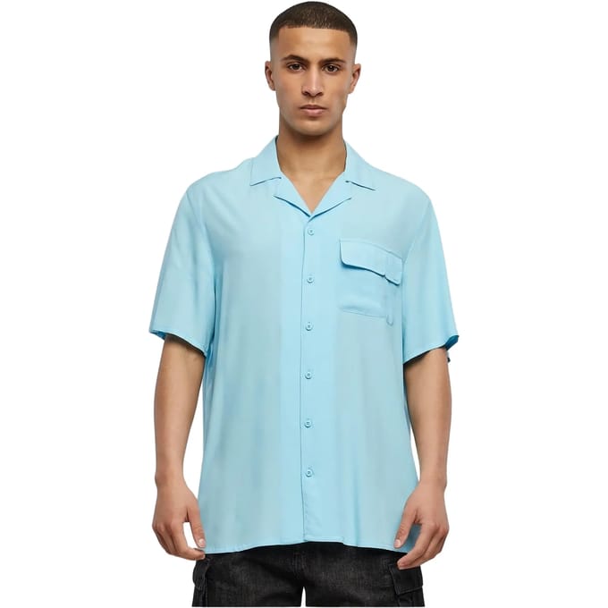 Urban Classics - Viscose Camp Overhemd - S - Blauw