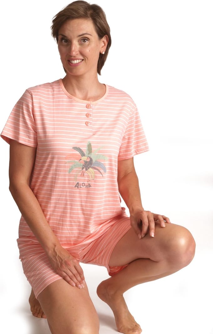 Cocodream dames shortama - maat M - Aloha - zalm