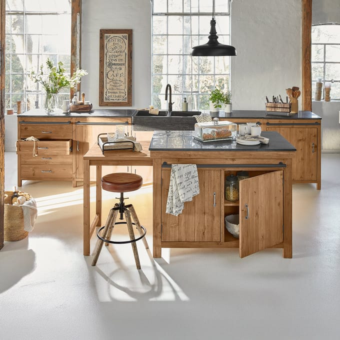 LOBERON Keukenkast set van 4 Sunnybrook bruin/grijs