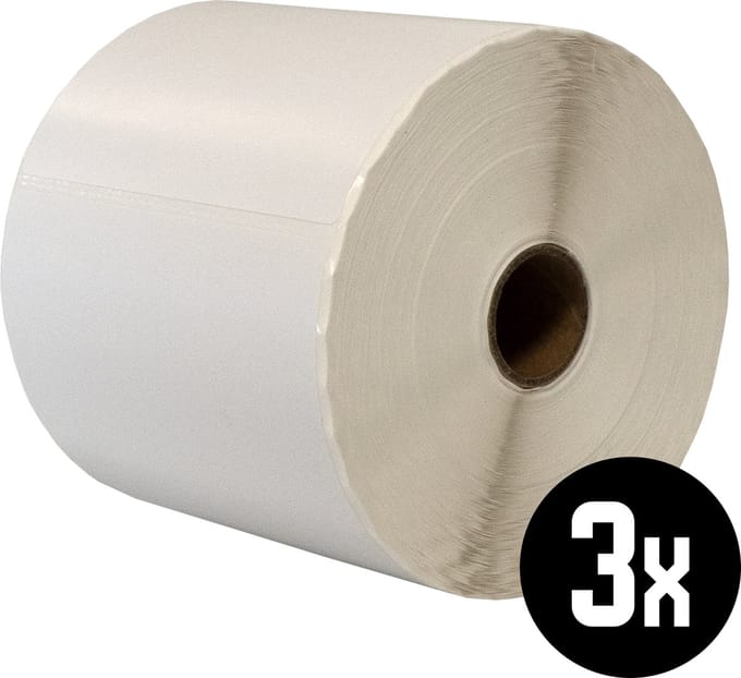 DULA Compatible Zebra Labels 102x210mm - 375 etiketten per rol - kern 25mm - Wit- Permanent - 3 roll