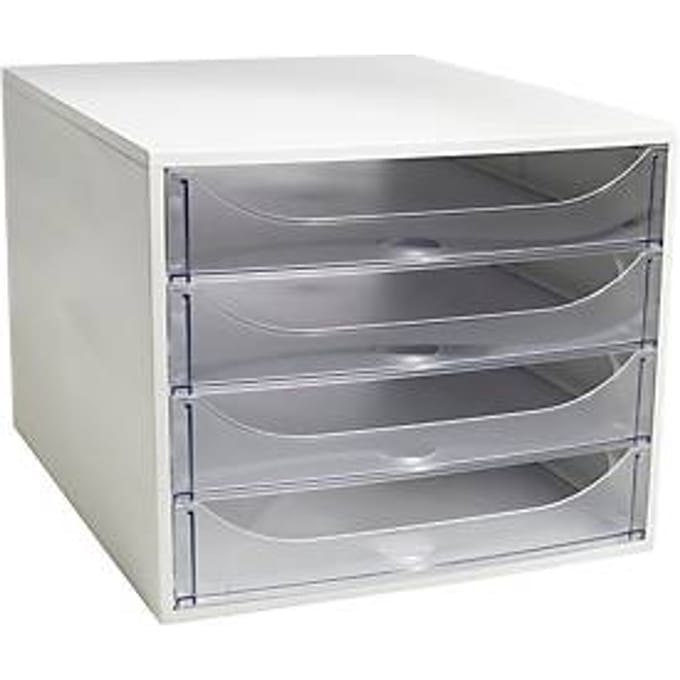 Exacompta ECOBOX ladebox 4 laden kristal, A4/A4+, open front, stil, veiligheidsstop