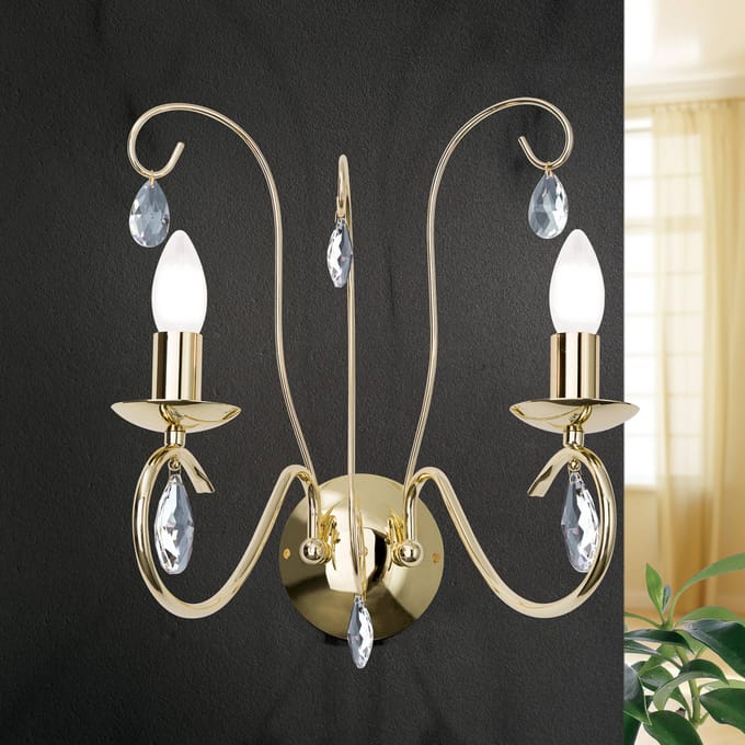 ORION Wandlamp Alessia 2-lamps kristalglas goud