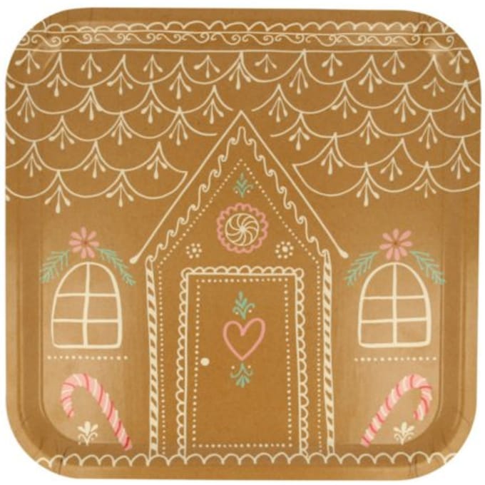 Meri meri kerst - dienblad, 31,8 x 31,8 cm, gingerbread house